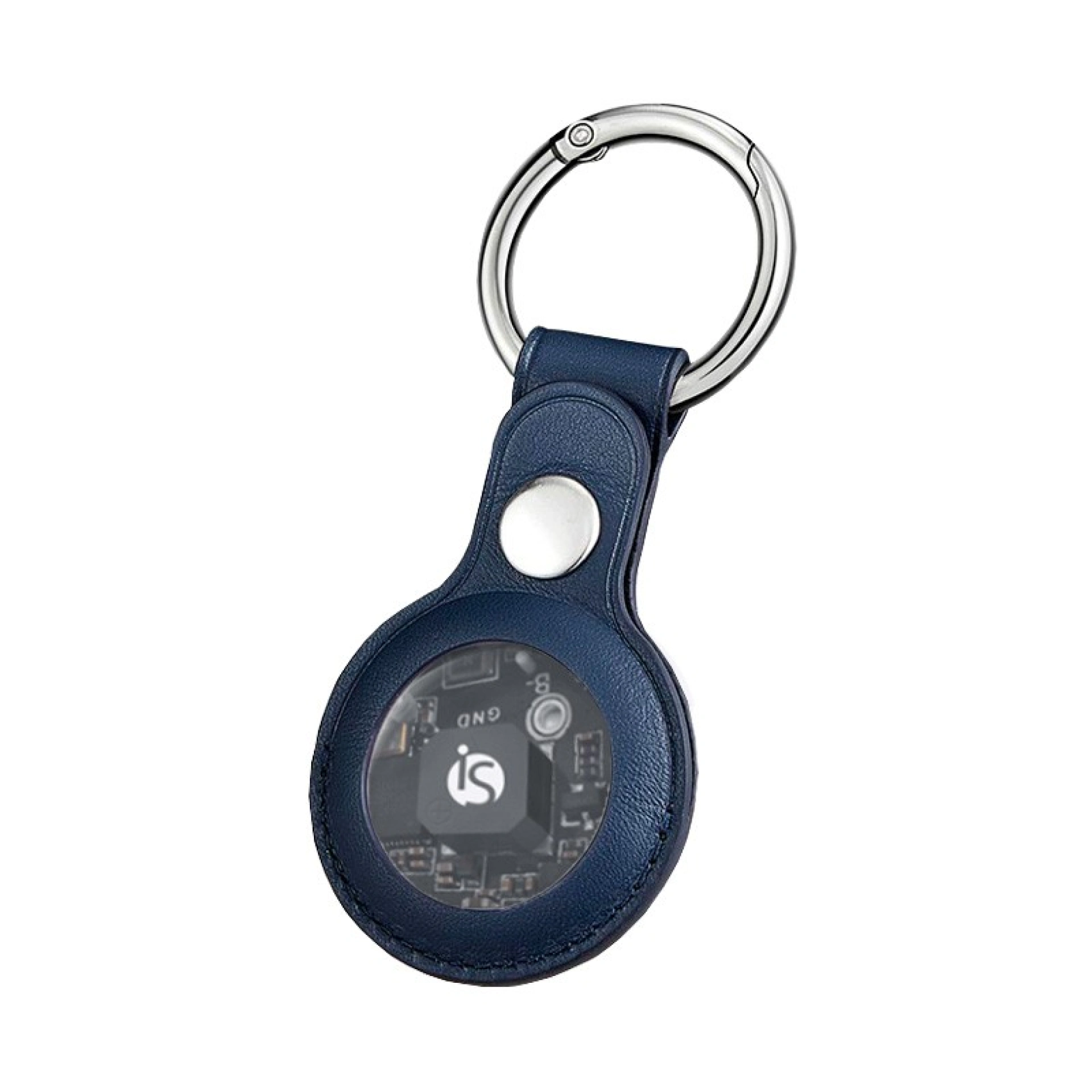Llavero en Piel para AirTag Azul