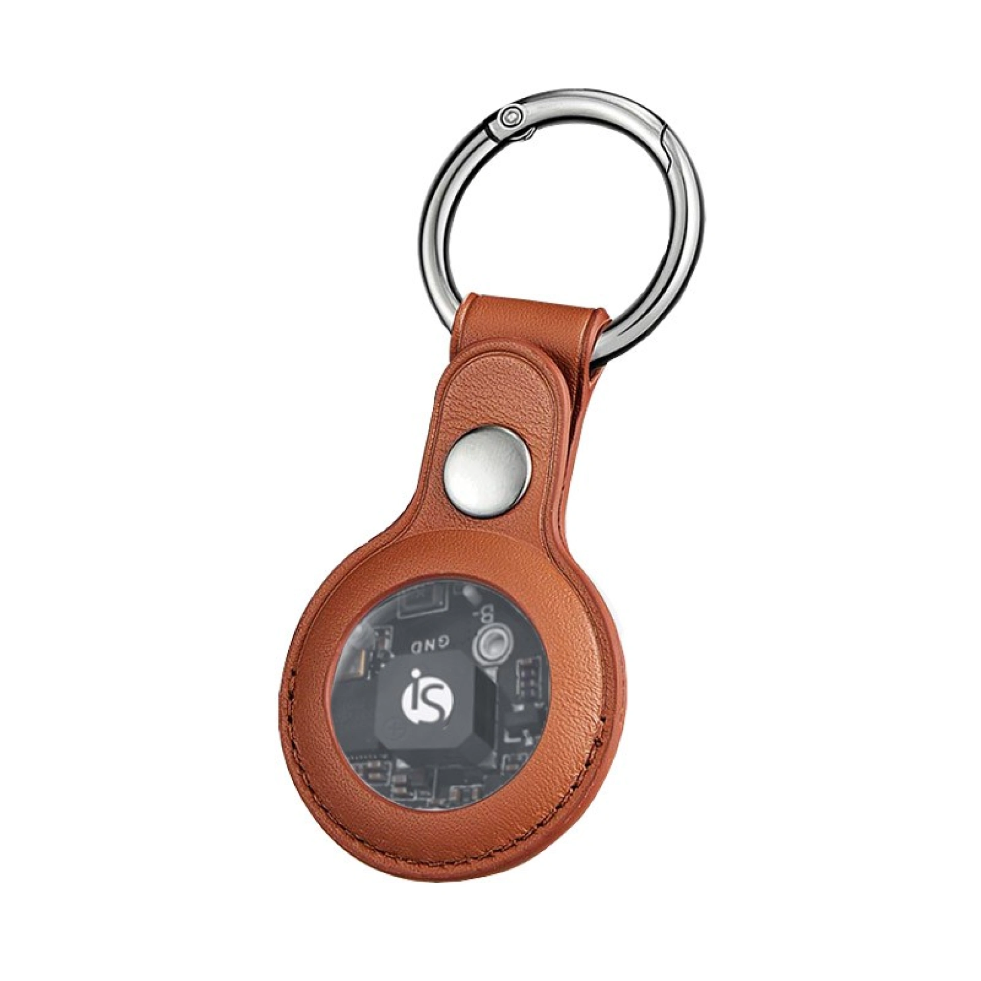 Llavero en Piel para AirTag Camel