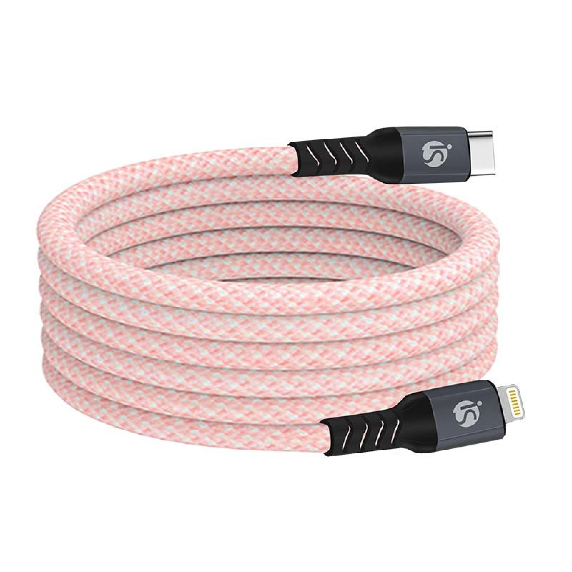 Cable Magnético USB‑C - Lightning Nylon Rosa