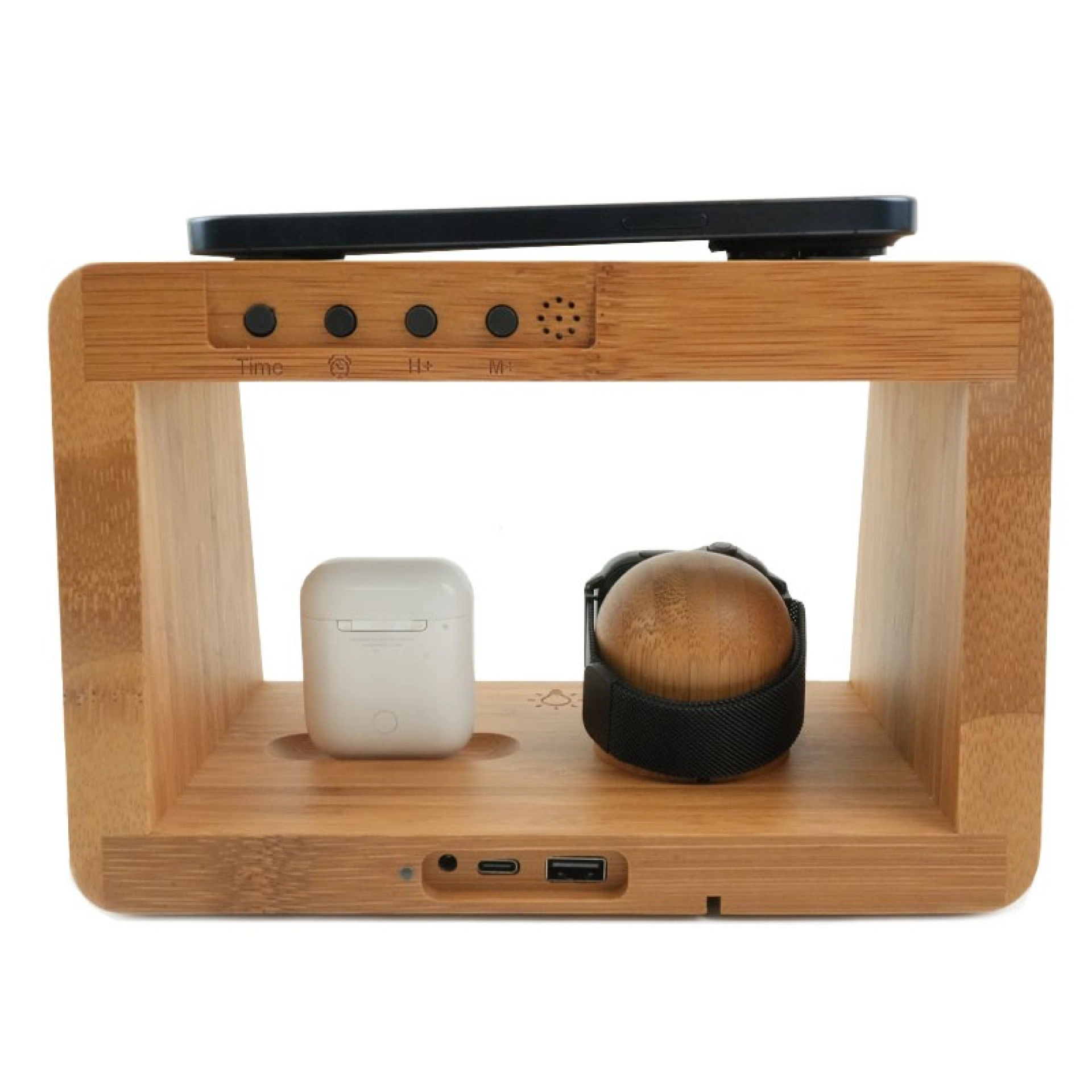 Lámpara con Cargador Inalámbrico Bamboo 5 en 1